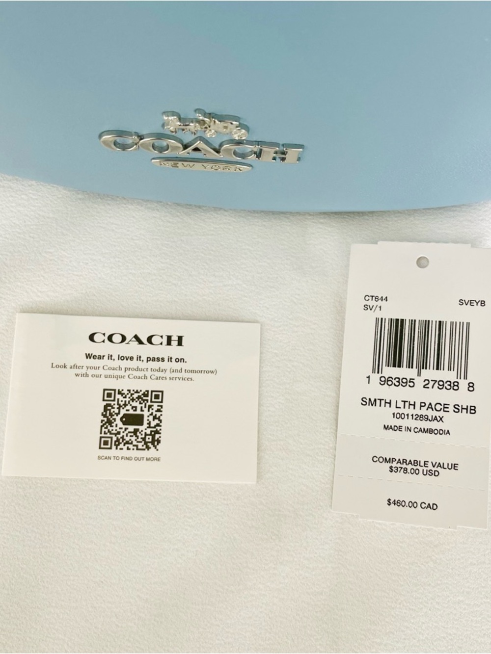 *AUTHENTIC* COACH PACE CROSSBODY BAG STYLE CT644 CORNFLOWER BLUE MSRP $400! - Picture 12 of 16